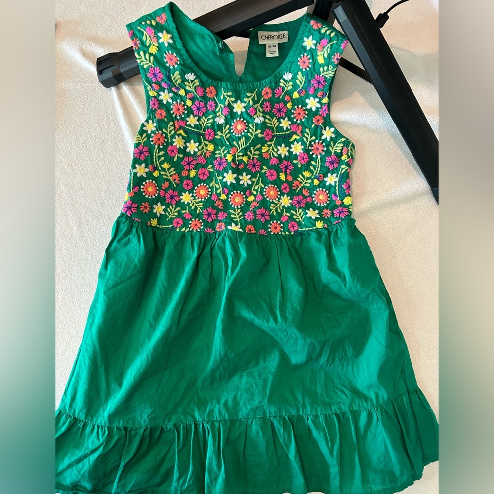 Super Cute Green Dress with Embroidered Top